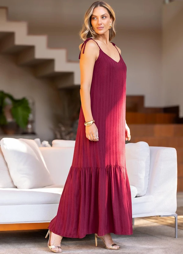 Quintess - Vestido Burgundy em Viscose Plana 5