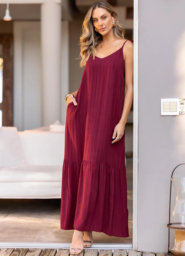 Quintess - Vestido Burgundy em Viscose Plana 6