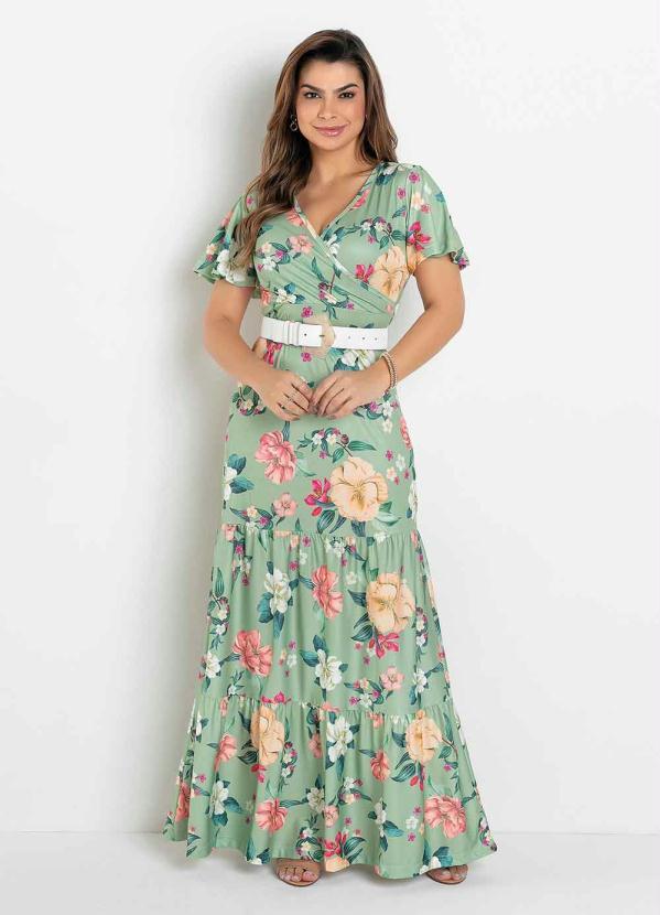 Rosalie - Vestido Camadas Floral Verde 2