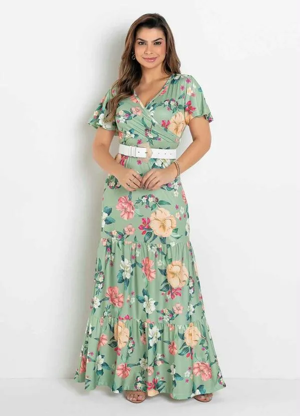 Rosalie - Vestido Camadas Floral Verde 2