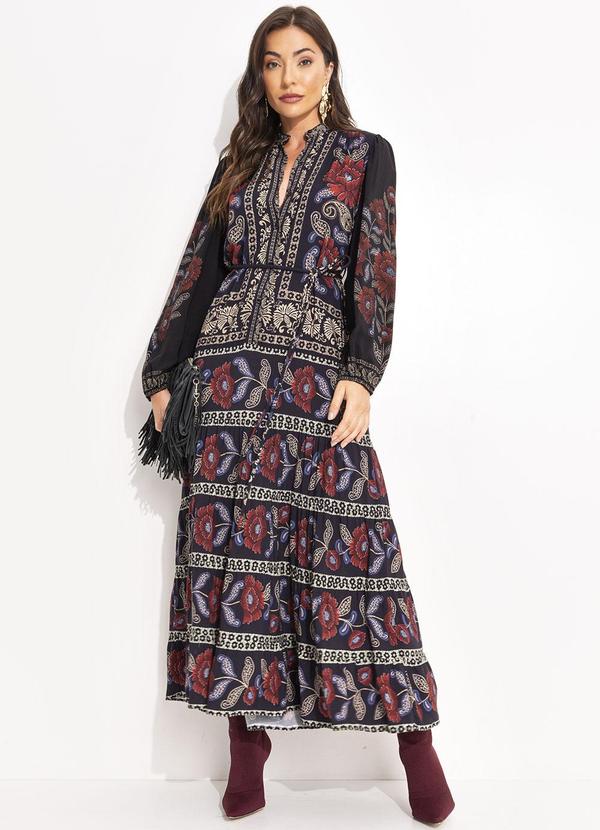 Farm - Vestido Camisa Valentina Preto