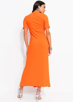 Colcci - Vestido Canelado Laranja - COLCCI