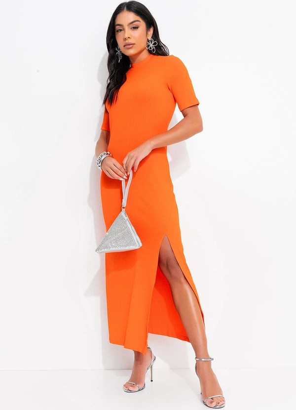 Colcci - Vestido Canelado Laranja 3