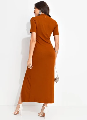 Colcci - Vestido Canelado Marrom - COLCCI