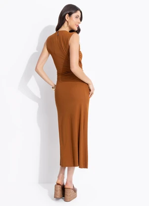 Colcci - Vestido Canelado Marrom - COLCCI