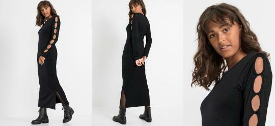 Vestido Canelado Preto