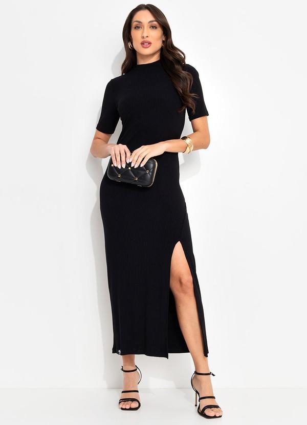 Colcci - Vestido Canelado Preto