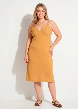 Quintess - Vestido Caramelo em Tecido Plano Jacquard Cetim - QUINTESS