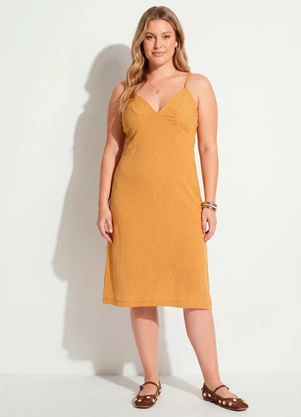 Quintess - Vestido Caramelo em Tecido Plano Jacquard Cetim - QUINTESS