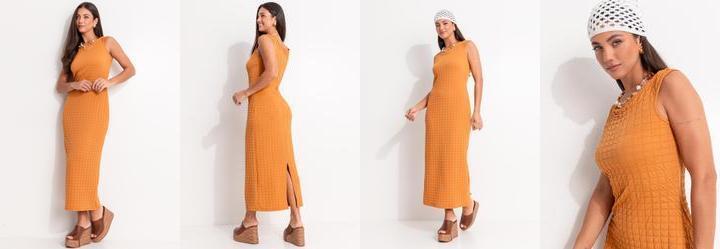 Vestido Caramelo Texturizado