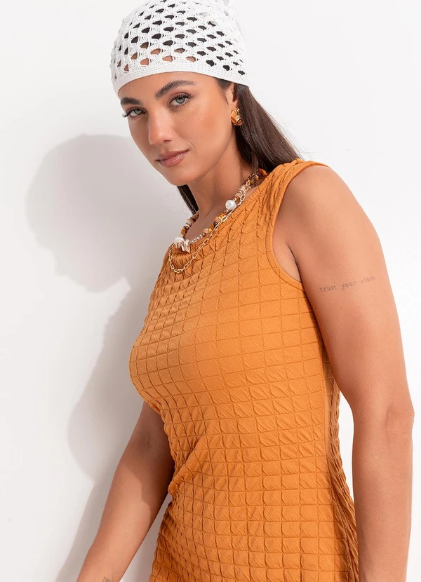 Quintess - Vestido Caramelo Texturizado 5