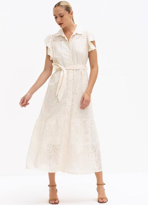 Principessa - Vestido Chemise de Laise Amarelo Manteiga Pietra