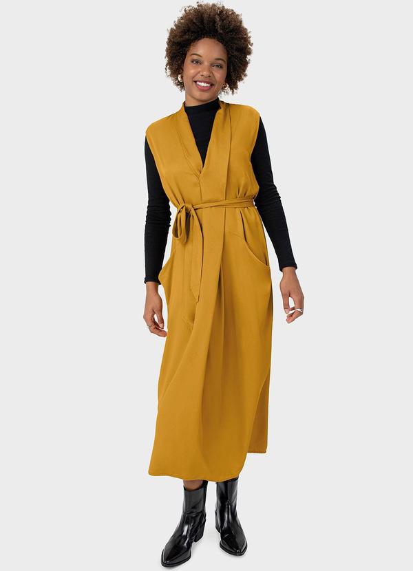Malwee - Vestido Chemise em Viscose Amarelo