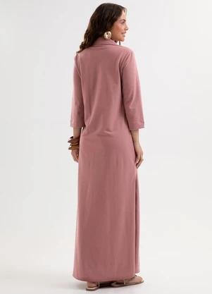 Cativa - Vestido Chemise Longo em Piquet com Elastano Rosa - CATIVA