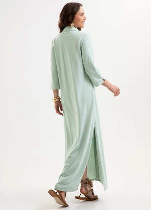 Cativa - Vestido Chemise Longo em Piquet com Elastano Verd - CATIVA