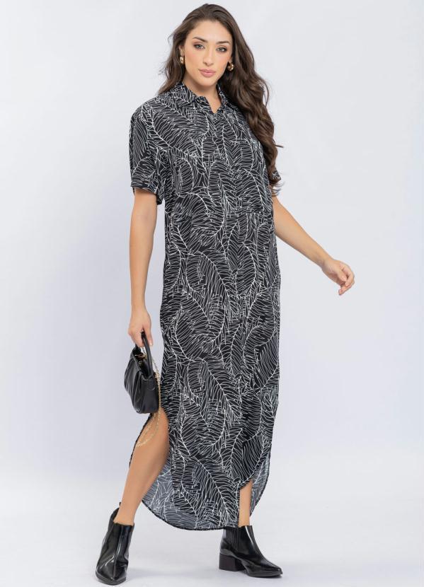 Preview - Vestido Chemise Viscose Preto