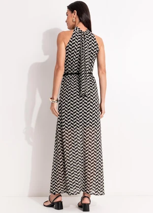 Quintess - Vestido Chevron em Malha Plissada - QUINTESS