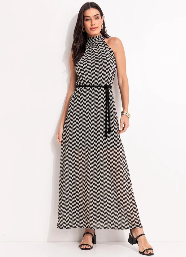 Quintess - Vestido Chevron em Malha Plissada