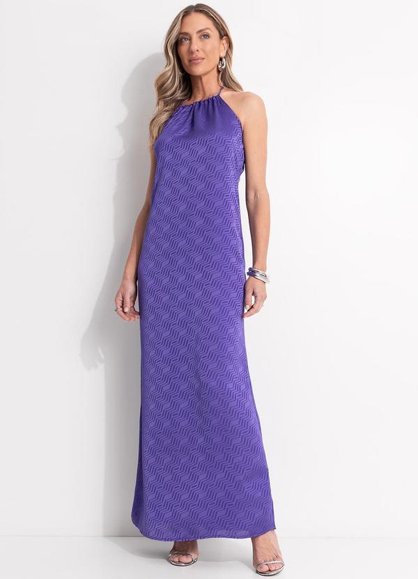 Vestido (Chevron Roxo) em Crepe Plano