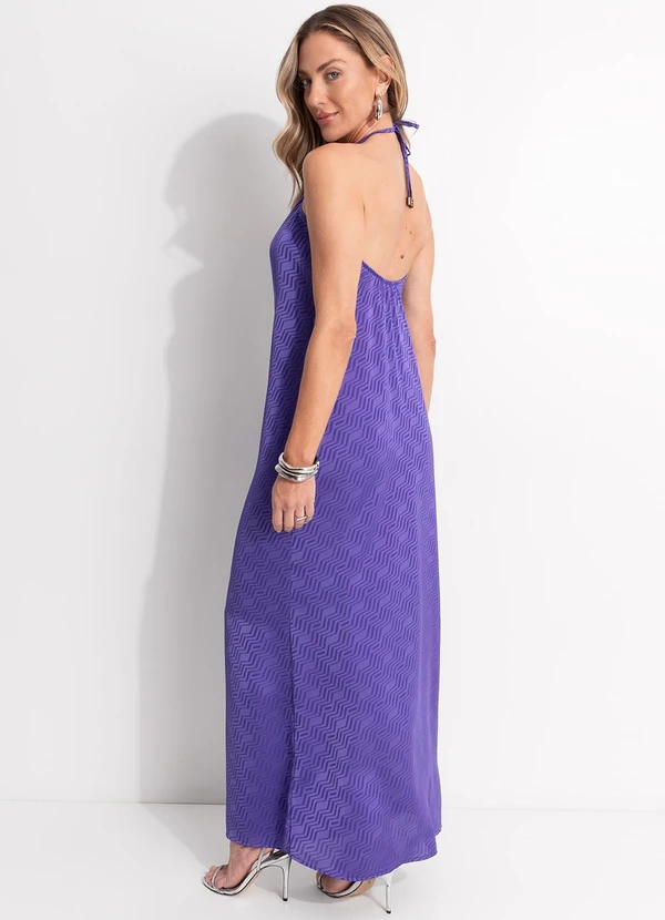 Quintess - Vestido Chevron Roxo em Crepe Plano 7