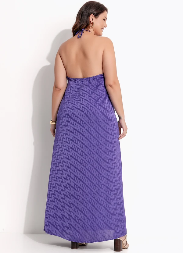 Quintess - Vestido Chevron Roxo em Crepe Plano 2