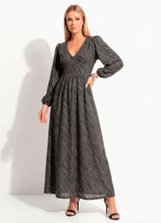 Vestido Chumbo em Malha Jacquard Texturizada