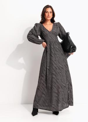 Vestido (Chumbo) em Malha Jacquard Texturizada