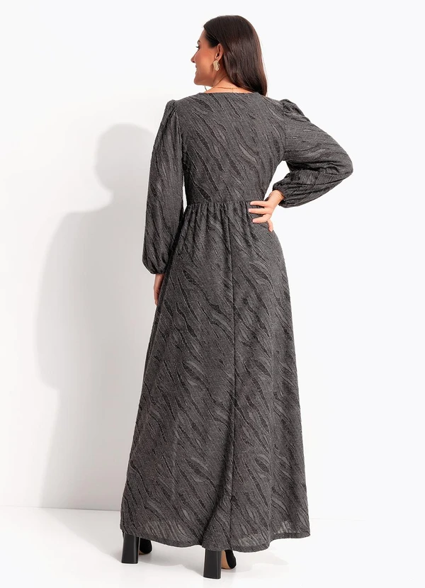 Quintess - Vestido Chumbo em Malha Jacquard Texturizada 2