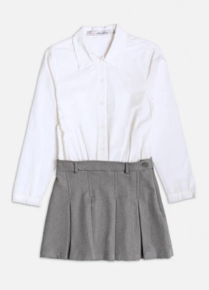 Authoria - Vestido Cinza com Pregas na Barra Cinza - AUTHORIA