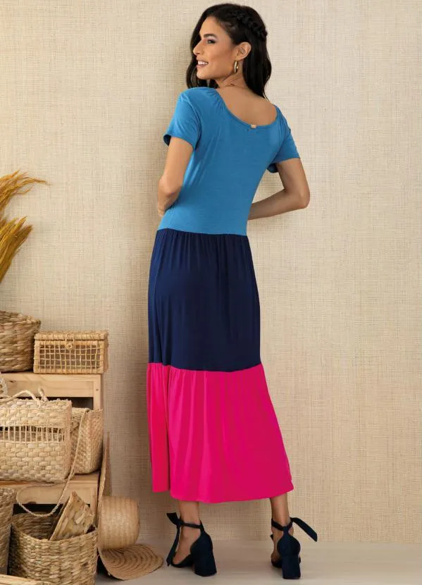 Quintess - Vestido Color Block com Camadas 4