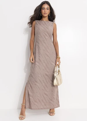 Quintess - Vestido  Coluna em Malha Jacquard Texturizada - QUINTESS