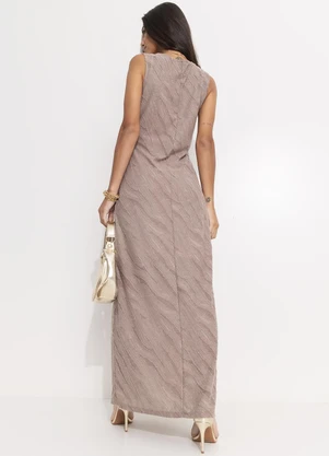 Quintess - Vestido  Coluna em Malha Jacquard Texturizada - QUINTESS