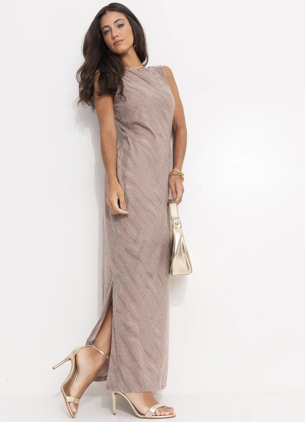 Quintess - Vestido  Coluna em Malha Jacquard Texturizada 3