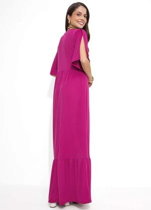 Rosalie - Vestido com Babado Fúcsia - ROSALIE
