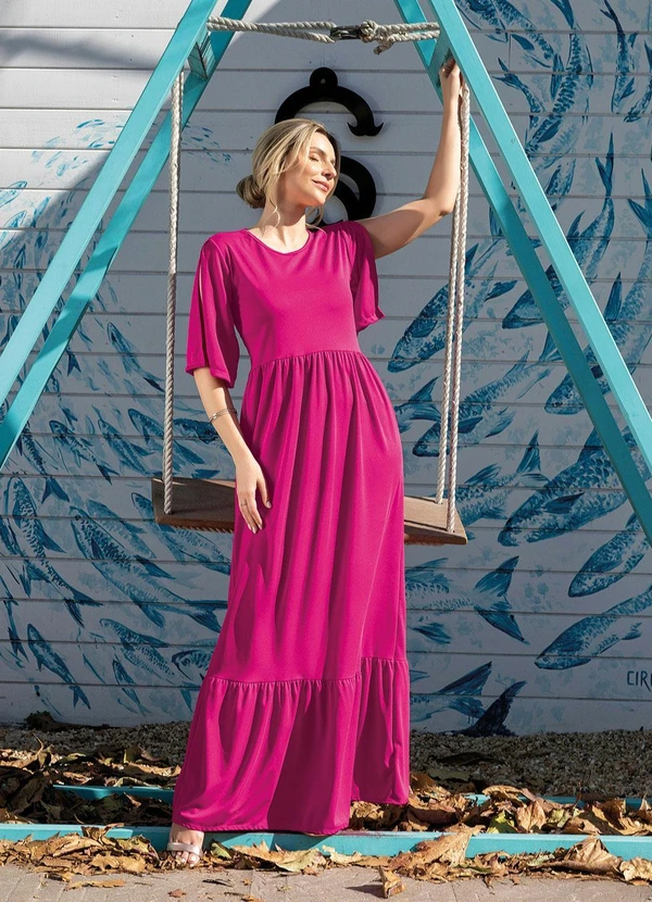 Rosalie - Vestido com Babado Fúcsia 5