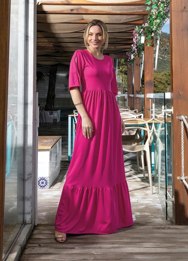 Rosalie - Vestido com Babado Fúcsia 8