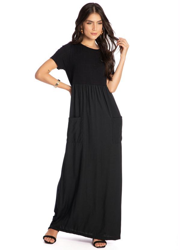 Preview - Vestido com Bolso Frontal Preto