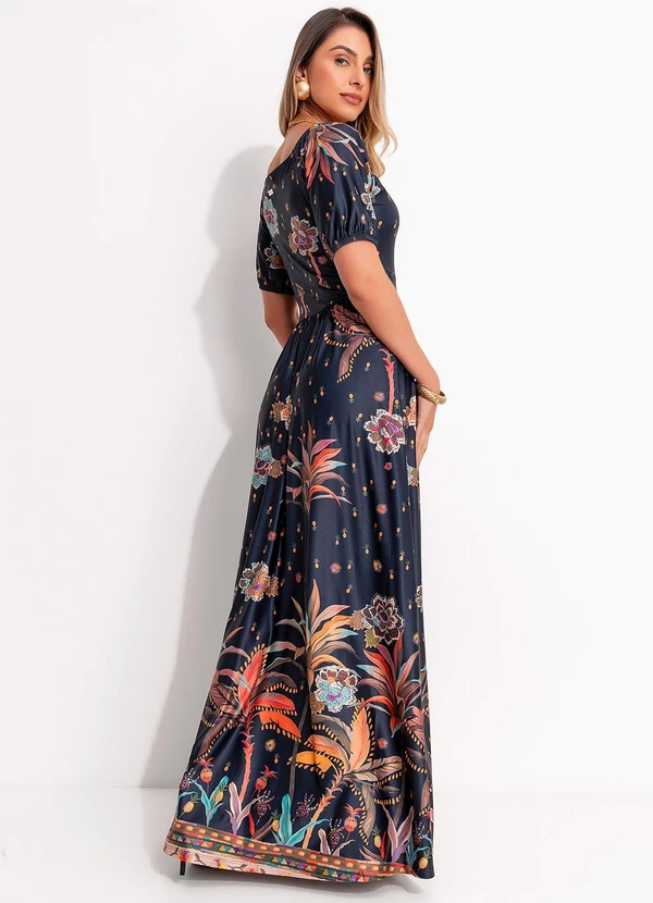 Quintess - Vestido com Estampa Localizada Barrado Étnico 2