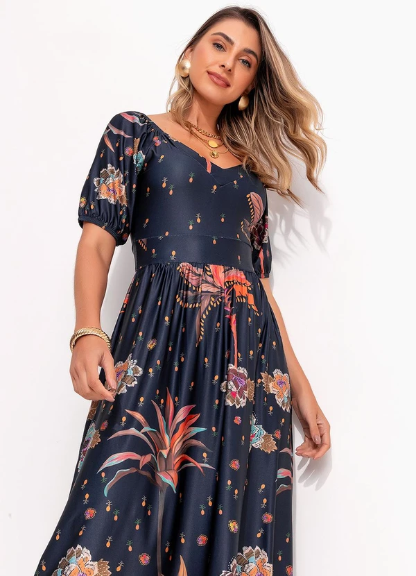 Quintess - Vestido com Estampa Localizada Barrado Étnico 4