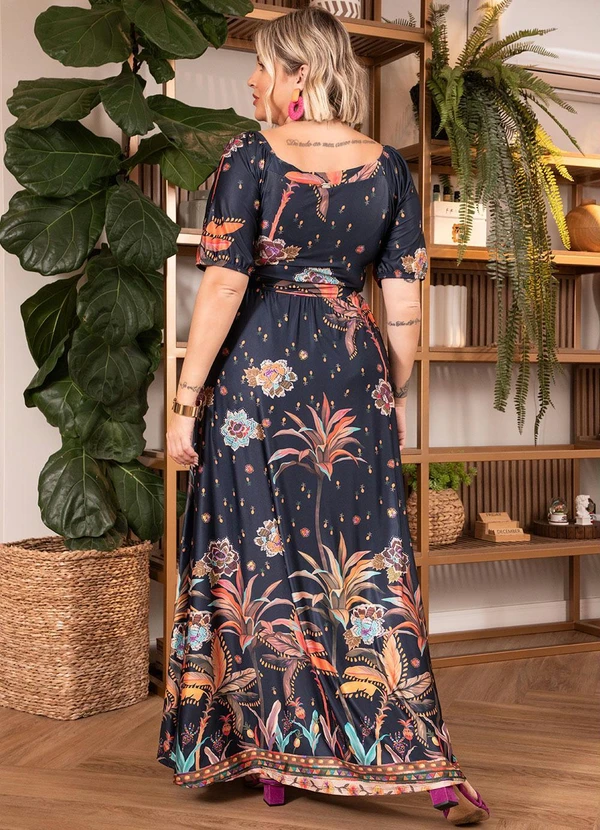 Quintess - Vestido com Estampa Localizada Barrado Étnico 6