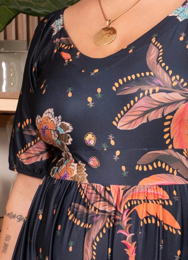 Quintess - Vestido com Estampa Localizada Barrado Étnico 7