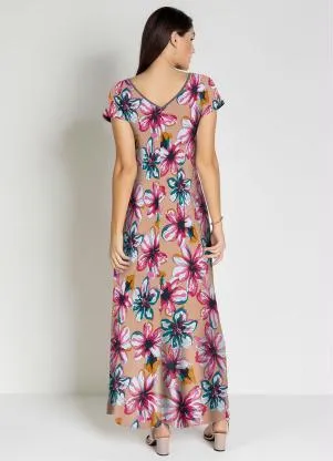Rosalie - Vestido com Recorte Floral Nude - ROSALIE