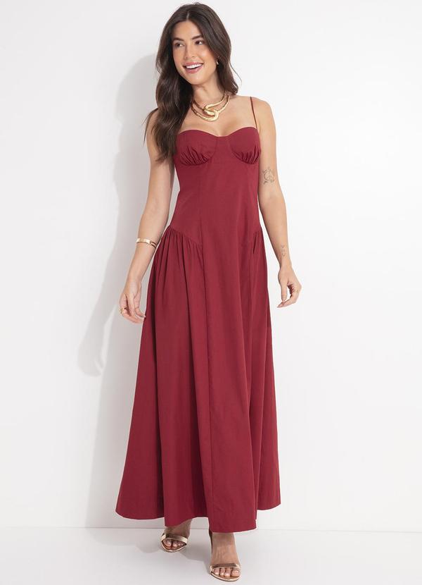 Farm - Vestido Corselet Alcinhas Vermelho