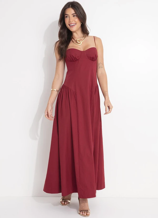 Farm - Vestido Corselet Alcinhas Vermelho