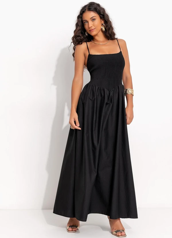 Farm - Vestido Corselet Lastex Preto 6