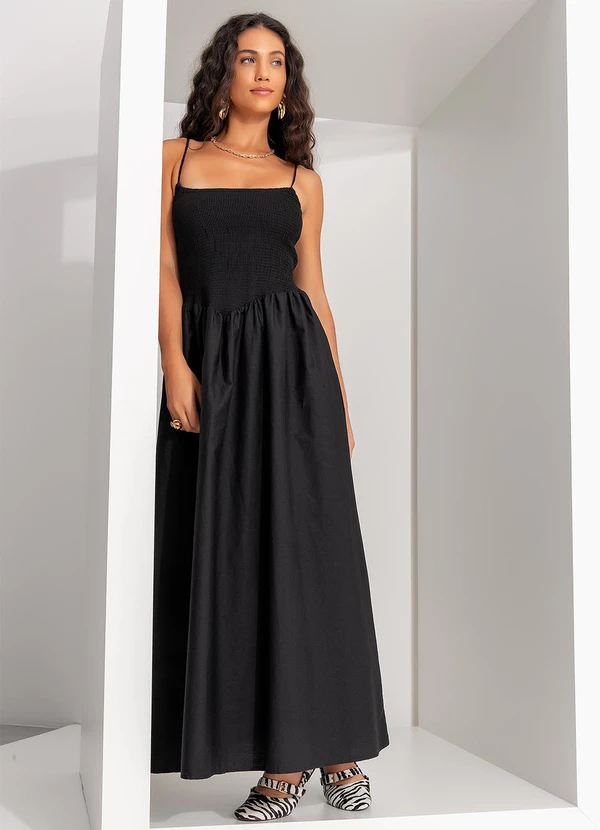 Farm - Vestido Corselet Lastex Preto 7