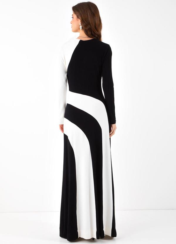 Farm - Vestido Crepe Patch Bicolor Preto 2