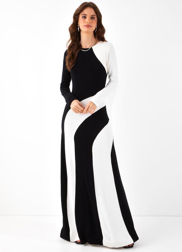 Farm - Vestido Crepe Patch Bicolor Preto 3