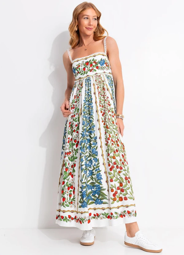 Farm - Vestido Cropped Amor de Fruta Off White