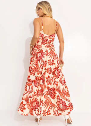 Farm - Vestido Cropped Arara Floral Vermelho - FARM